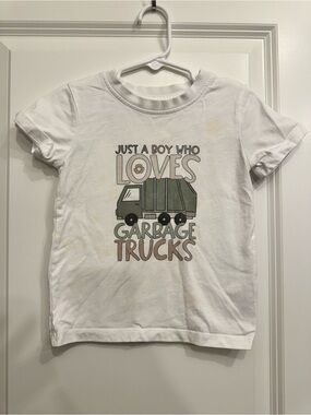 Caden Lane White Tee with Green and Brown Garbage Truck Graphic